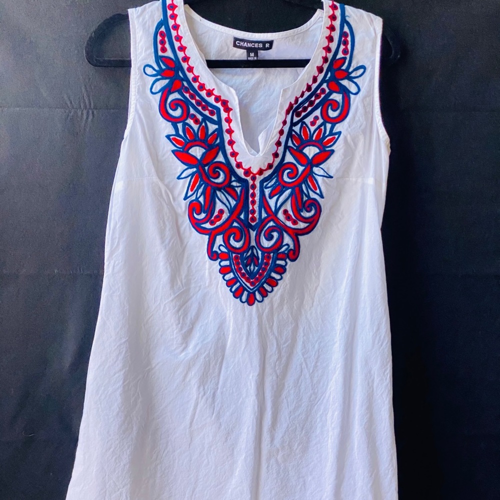 White embroidered mini dress